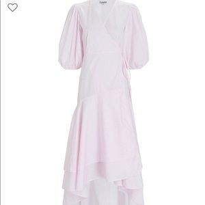 GANNI Poplin Puff Sleeve Wrap Dress six XS/S